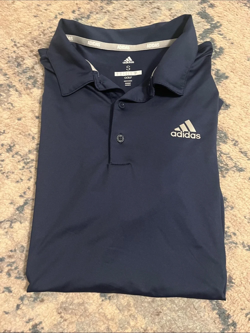 adidas Men’s Navy Polo Golf Shirt with White Trim
